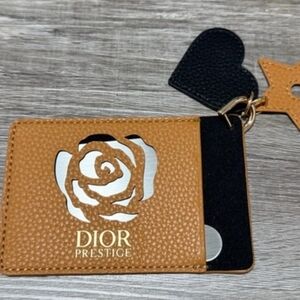 Dior Prestige GWP Tan Card Holder with Star And Heart Charm